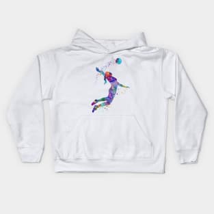 Volleyball Girl Watercolor Painting Art Print Sports Gifts Kids Hoodie